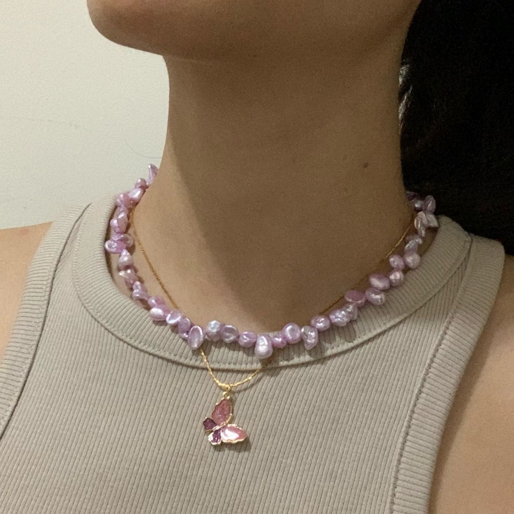 Fresh Water Pearl With Butterfly Charm View 4